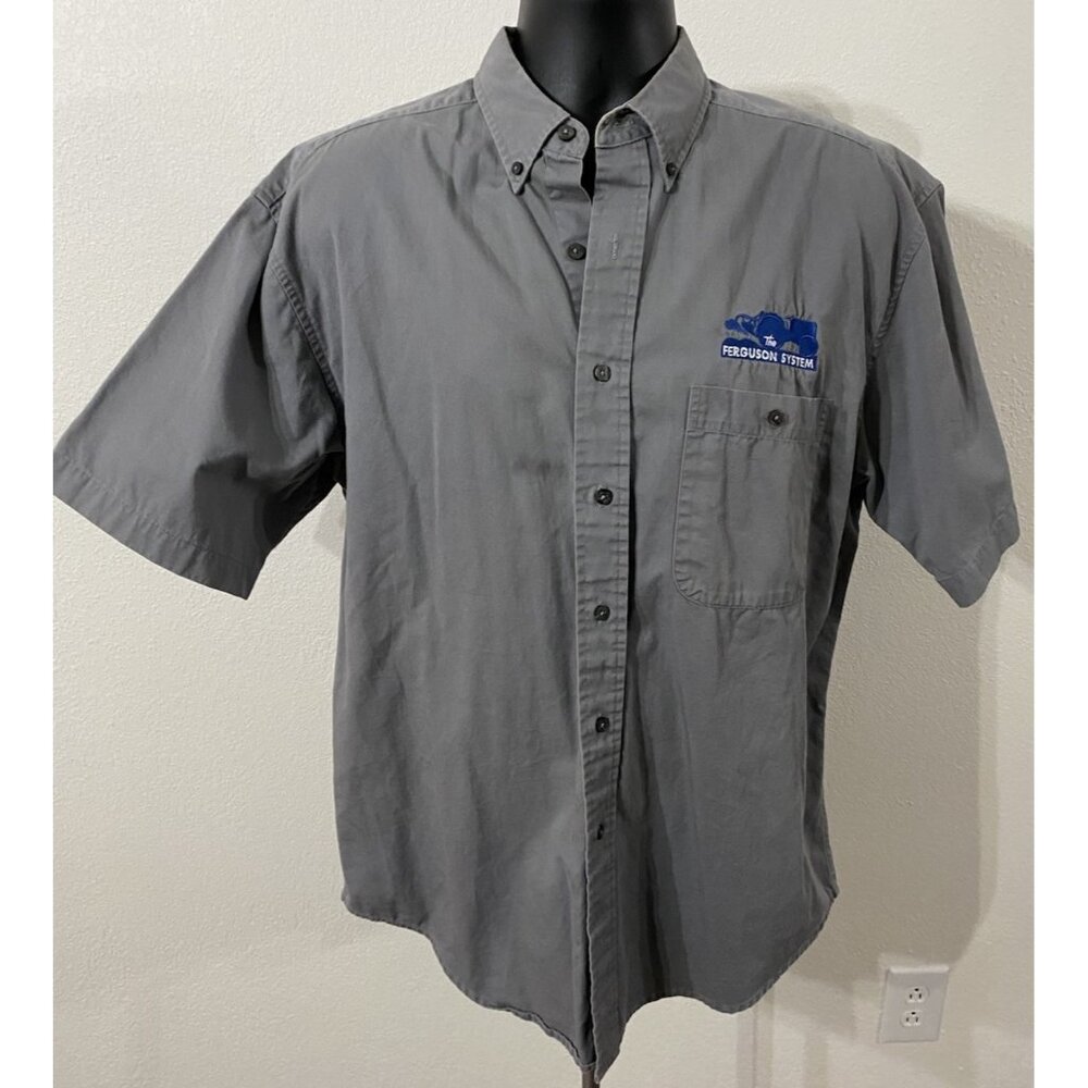 Bill Blass Mens Size Large Shirt Gray Short Sleeve The Ferguson System